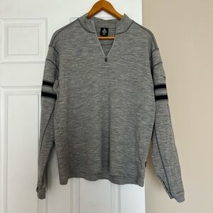 Kuhl 100% Merino Wool Gray Zip-Up Long Sleeve with Black Stripes